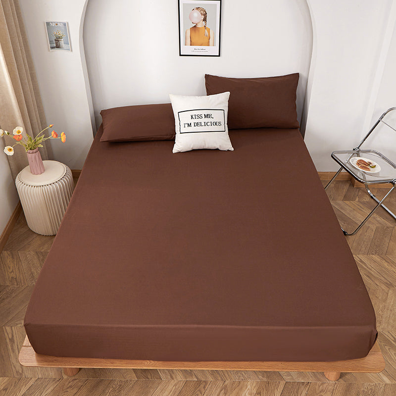 Brown Egyptian Cotton Fitted Sheet Set - Aura living