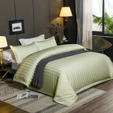Luxury100% Egyptian Cotton Satin Stripe Duvet Cover Sets Light Lime - Aura living