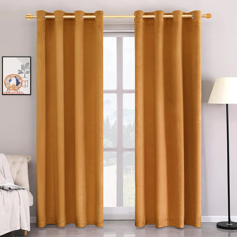 Orange Premium Quality Velvet Curtain -1 Pane - Aura living