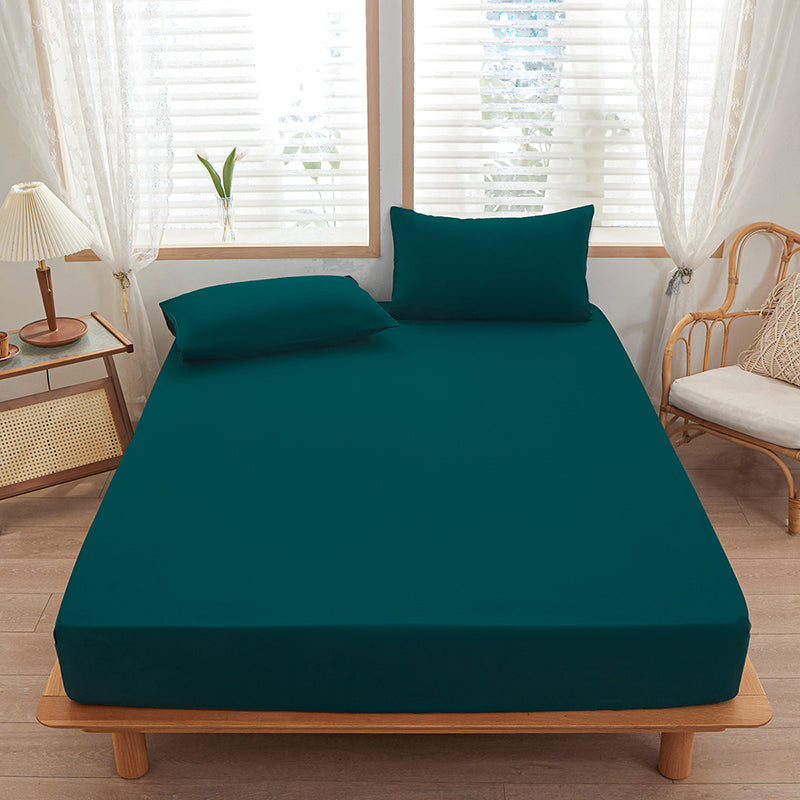 Teal Green Egyptian Cotton Fitted Sheet Set - Aura living