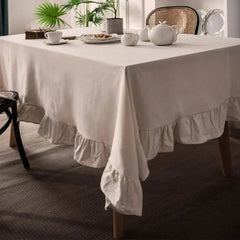 Decorative Cotton Tablecloth -With Frilled Bordered