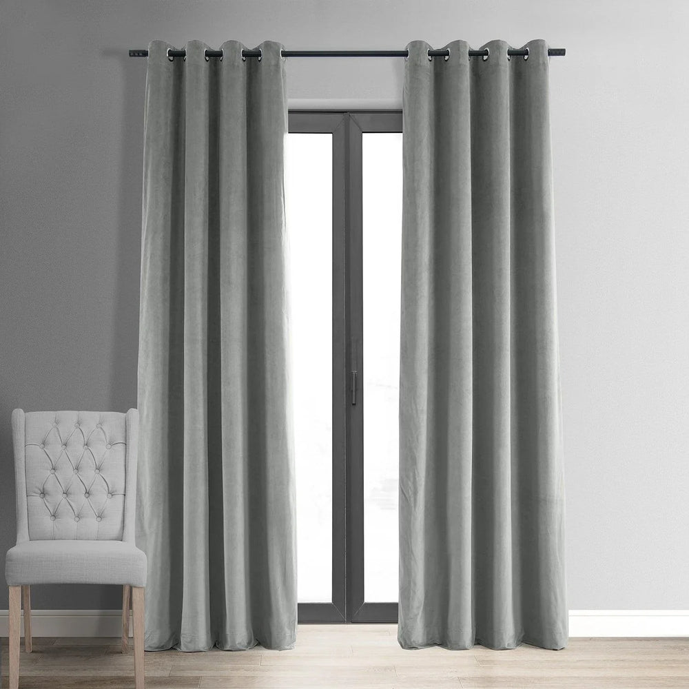 Silver Grey Premium Quality Velvet Curtain -1 Panel - Aura living