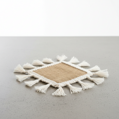 Jute Coasters Set Brown With Tasels