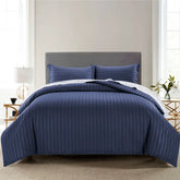 Luxury100% Egyptian Cotton Satin Stripe Duvet Cover Sets Blue - Aura living