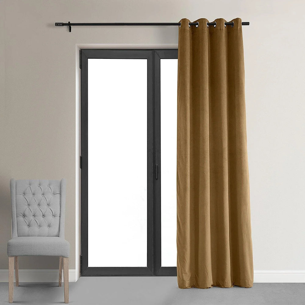 Amber Gold Premium Quality Velvet Curtain -1 Panel - Aura living
