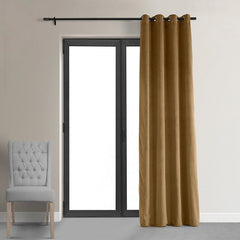Amber Gold Premium Quality Velvet Curtain -1 Panel - Aura living