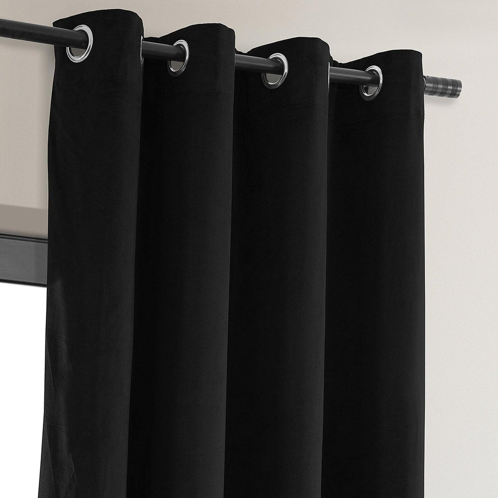 Black Premium Quality Velvet Curtain -1 Panel - Aura living