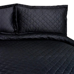3 PCS LUXURY COTTON SATIN BEDSPREAD - BLACK - Aura living