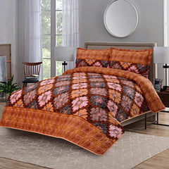 3 PCS LUXURY COTTON PRINTED BEDSPREAD - BOTENICAL FLOWRENCE - Aura living