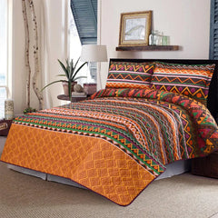 3 PCS LUXURY COTTON PRINTED BEDSPREAD - EVA ZIG ZAG - Aura living
