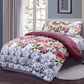 Red Flower Reversible Printed Comforter - Aura Living