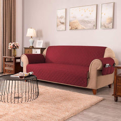 Quilted Sofa covers Non-slip With Pockets - Maroon - Aura living