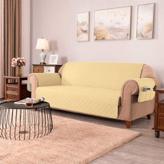 Quilted Sofa covers Non-slip With Pockets - Beige - Aura living