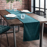 7 Pcs Velvet Table Runner Set- Teal Green - Aura living