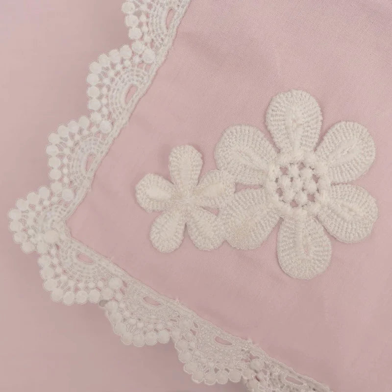 9 PCS TROLLEY MAT AND NAPKIN SET WITH LACE - PINK - Aura living