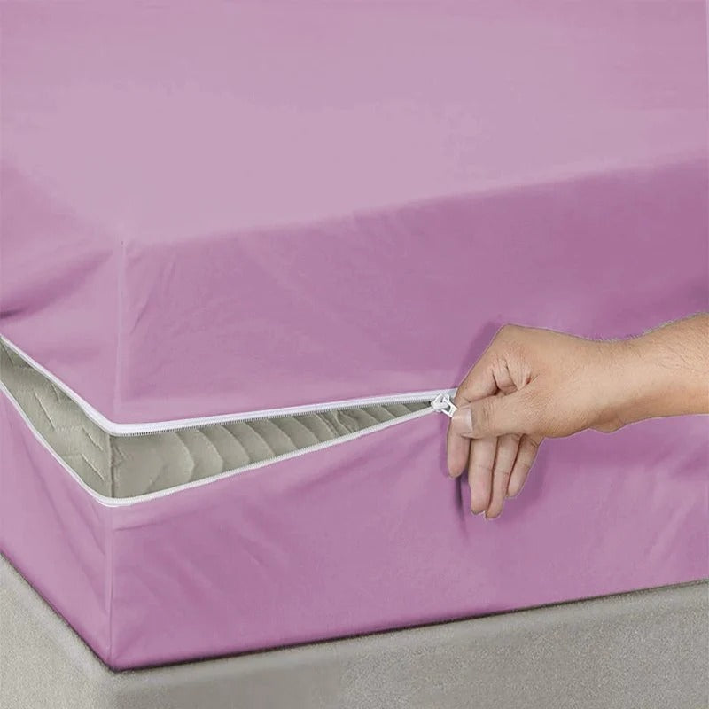 100% Cotton Zipper Mattress Cover - Rose Pink - Aura living