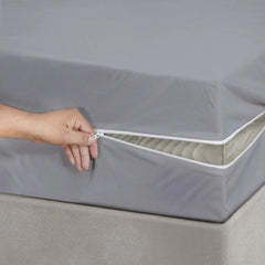 100% Cotton Zipper Mattress Cover - Grey - Aura living