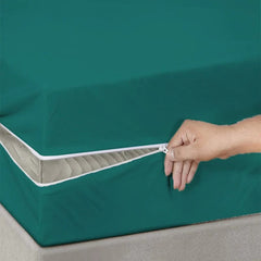100% Cotton Zipper Mattress Cover - Dark Green - Aura living