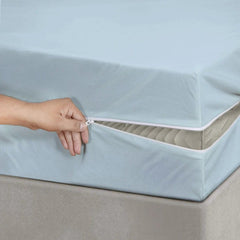 100% Cotton Zipper Mattress Cover - Sky Blue - Aura living