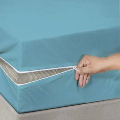 100% Cotton Zipper Mattress Cover - Blue - Aura Living