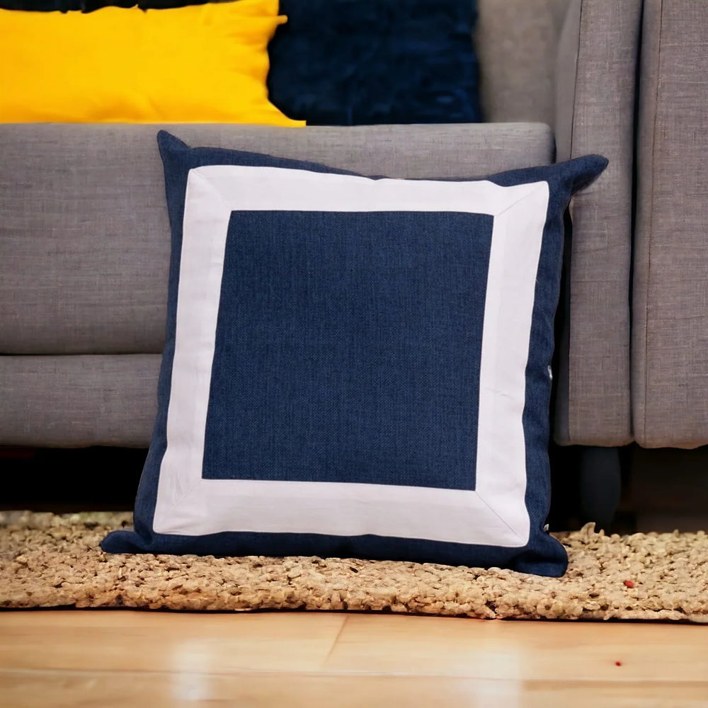 1 pc Sianna Navy Blue Jute Cushion Cover - Aura living