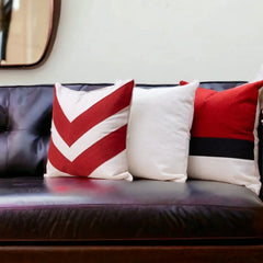 BERRY RED JUTE CUSHION COVERS - 3 PCS SET - Aura living