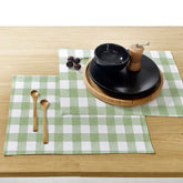 Waterproof Cotton Table Mat Set - Green Checked - Aura Living
