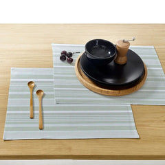 Waterproof Cotton Table Mat Set - Green Stripe - Aura living