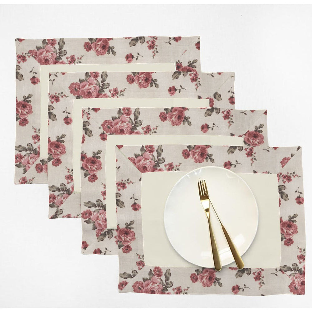 Print Bordered Cotton Dinning Set - Rose Garden - Aura living