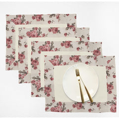 Print Bordered Cotton Dinning Set - Rose Garden - Aura living