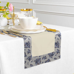 Print Bordered Cotton Dinning Set - Rose Garden Blue - Aura living