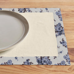 Print Bordered Cotton Dinning Set - Rose Garden Blue - Aura living