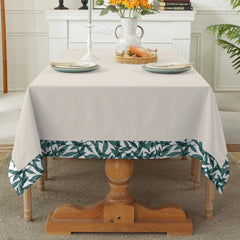 Print Bordered Cotton Dinning Set - Green Leaf - Aura living