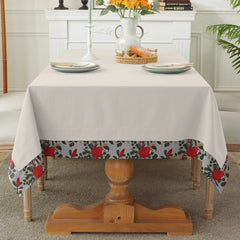 Decorative Tablecloth With Print Bordered Red Roses