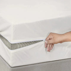 100% Cotton Zipper Mattress Cover - Off White - Aura living