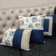5Pc Blue Enchanted Cushion Cover Set -Jute cushion