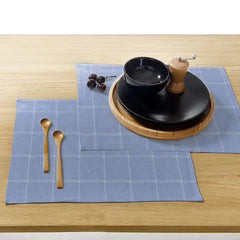 Waterproof Cotton Reversible Dinning Set - Modern Vintage Blue Check - Aura living