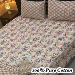 100% Pure Cotton Bedsheet 3 Piece Set AL # 114