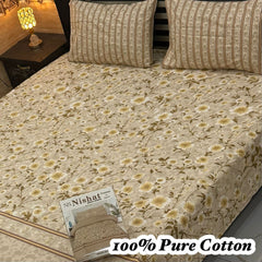 100% Pure Cotton Bedsheet 3 Piece Set AL # 117
