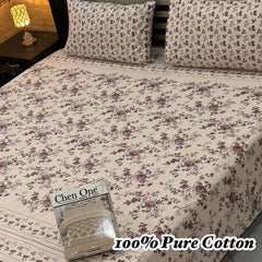 100% Pure Cotton Bedsheet 3 Piece Set AL # 138