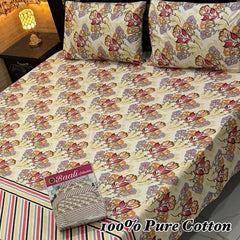 100% Pure Cotton Bedsheet 3 Piece Set AL # 105