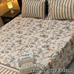 100% Pure Cotton Bedsheet 3 Piece Set AL # 108