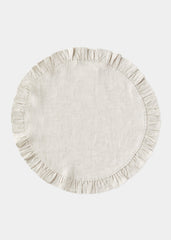 Round Ruffle Plain Cotton Placemats, Set - Aura living