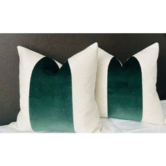 Packof 2 Classic Espresso Velvet Panel With Oatmeal Cotton Cushions - Aura living