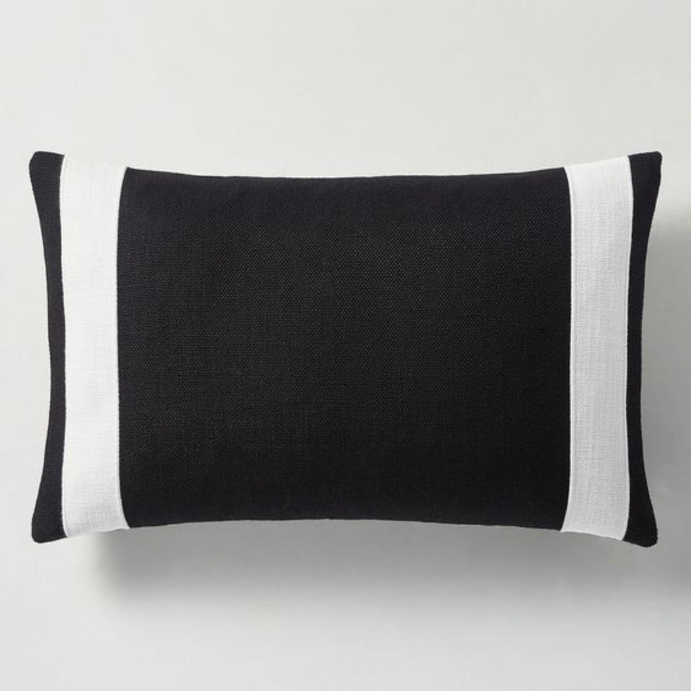 JASEN Black With White Strip Decorative Jute Cushion Cover - Aura living