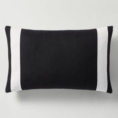 JASEN Black With White Strip Decorative Jute Cushion Cover - Aura living