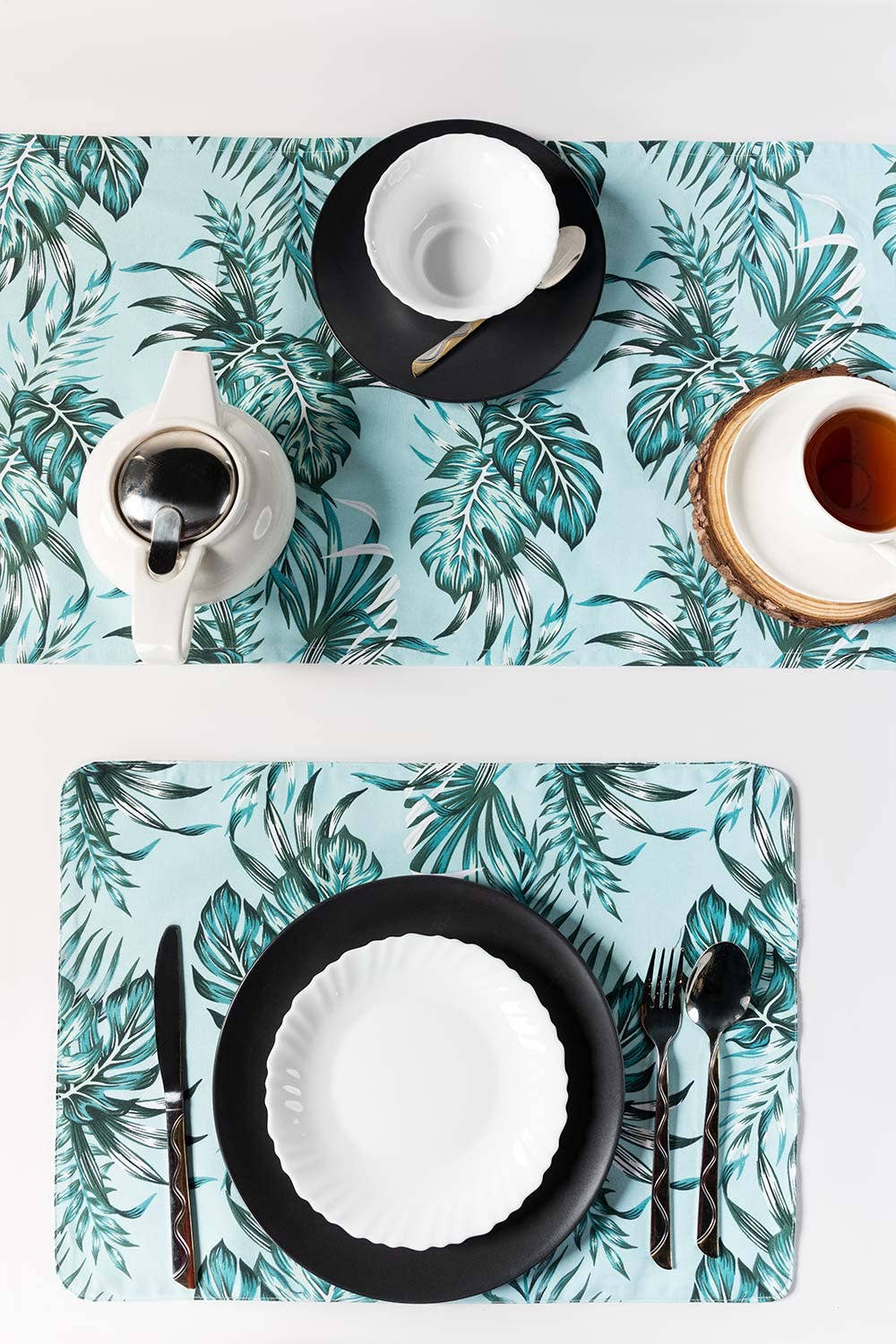 Waterproof Cotton Dinning Set - Palm Leaves - Aura living