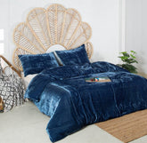 Luxury Velvet Duvet Cover Set - Medium Blue - Aura living