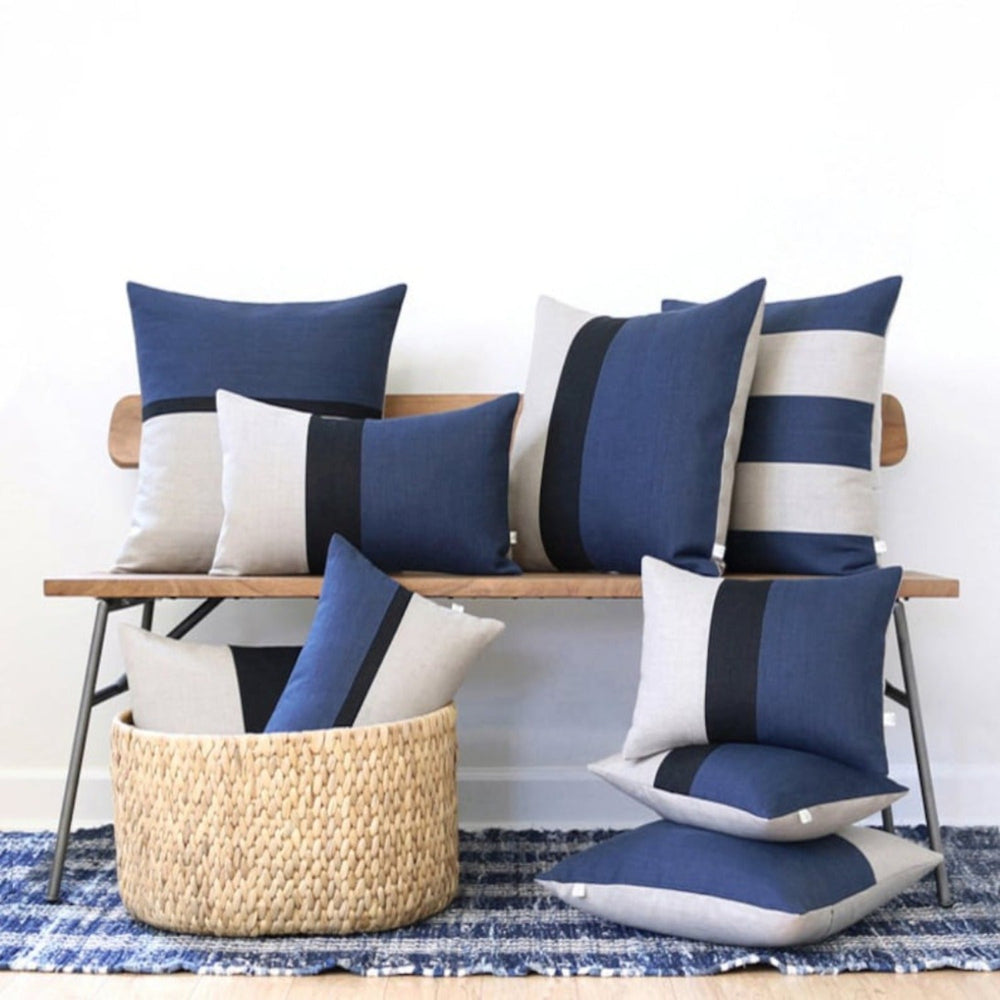 Ella Blue Jute Cushion Covers -9 PCS Set - Aura living