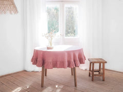 Cotton Decorative Round Tablecloth - With Frilled Bordered